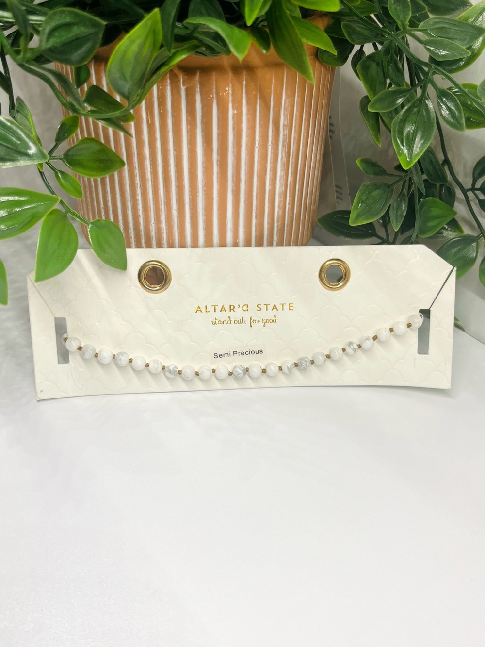 Altar'd State White and Gold Beaded Necklace